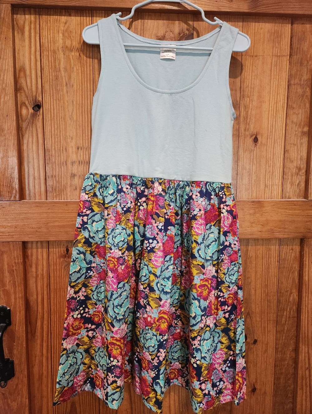 Matilda Jane Light Blue Tank Top with Multicolor Floral Skirt